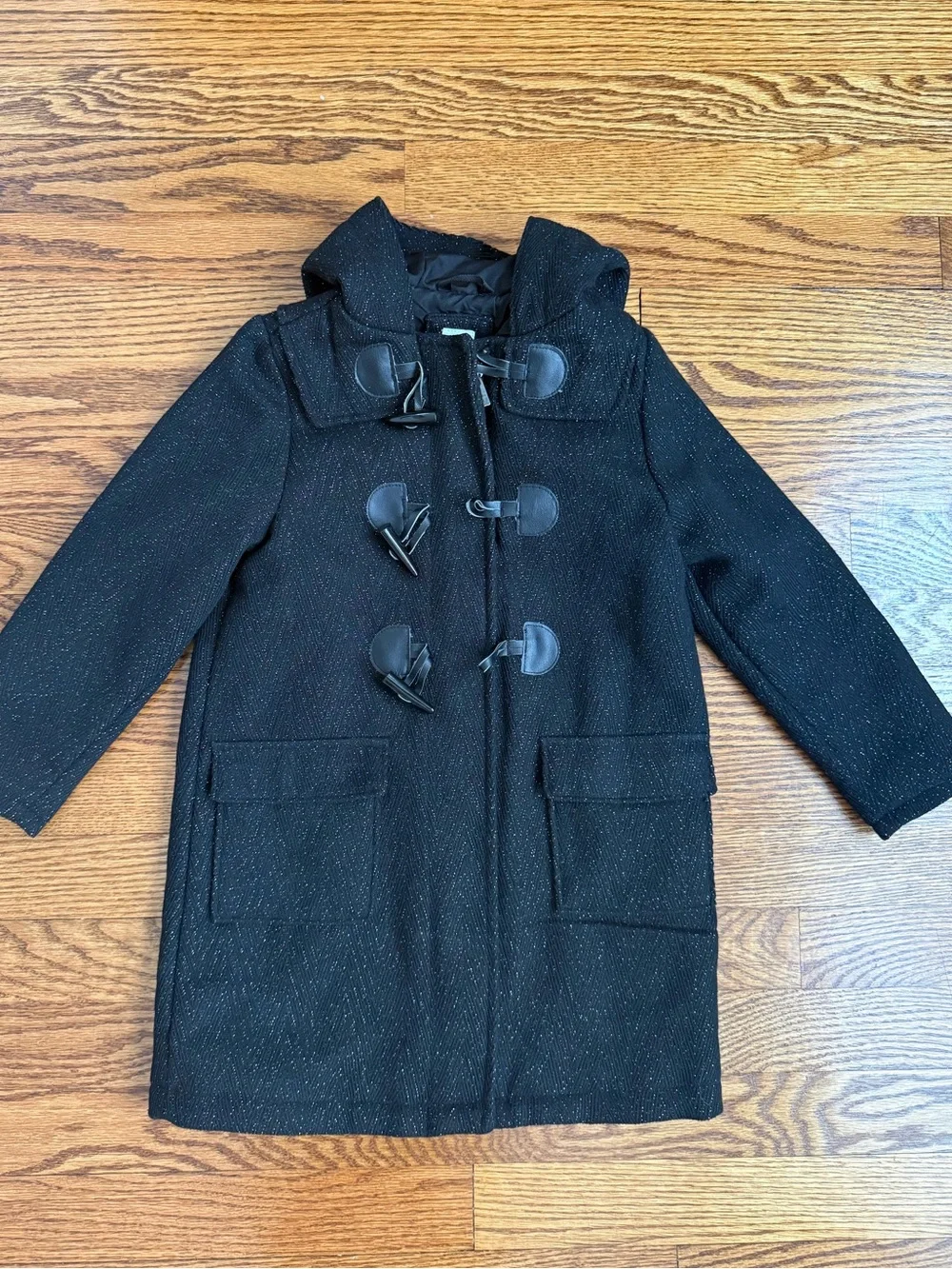 GAP Girls True Black Glitter Pea Coat Size 5 Years / 5T Excellent Condition